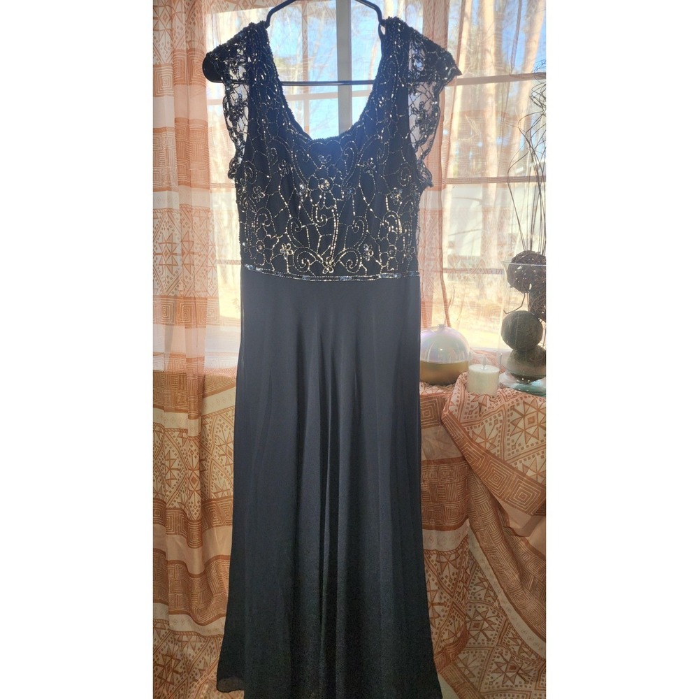 JKara Navy Beaded Formal Dress Petite Size 10P Polyester Mother of the Bride - Picture 3 of 5
